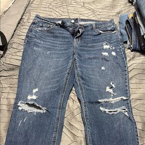 Old Navy Blue Ankle Cropped Jeans with Distressed Details